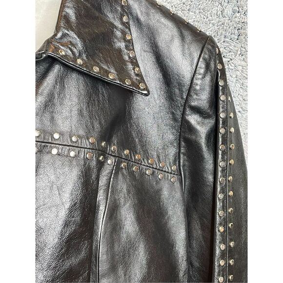 John Carlisle Black Leather Studded Jacket Size S - Picture 4 of 15